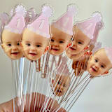 "Photo Stir Sticks with Hat" - Party Stir Sticks in clear by Atomic Kraftworks