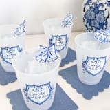 "Blue and White Christmas Acrylic Drink Stir Sticks (Set of 4)" - Party Stir Sticks in clear by Liesel Anne