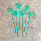 "Smiley Face Stir Sticks" - Party Stir Sticks in multicolorassorted-colors by Atomic Kraftworks