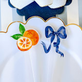 "Orange and Navy Bow Acrylic Drink Stir Sticks (Set of 4)" - Party Stir Sticks in clear by Liesel Anne