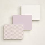 "Checks" - Personalized Stationery Cards in Lilac by Megan Cash - Back of Card Options