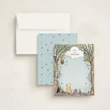 "Winnie the Pooh in the Wood" - Personalized Stationery Cards in Sky Blue by Becky Nimoy - Assembled