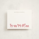 "Animal Cracker Parade" - Personalized Stationery Cards in Pink Sugar by Jennifer Postorino - Front