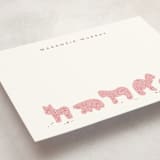 "Animal Cracker Parade" - Personalized Stationery Cards in Pink Sugar by Jennifer Postorino - Detail