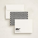"Vintage Pennant" - Personalized Stationery Cards in Licorice by Oscar and Emma - Karly Depew - Assembled