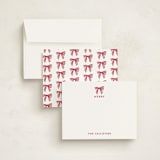 "Stamped with a Bow" - Personalized Stationery Cards in Candy Cane by Mere Paper - Assembled