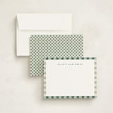 "Refined Stripe" - Personalized Stationery Cards in Pistachio by Olivia Raufman - Assembled