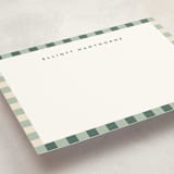 "Refined Stripe" - Personalized Stationery Cards in Pistachio by Olivia Raufman - Detail
