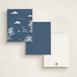 "Lake Side Toile" - Personalized Stationery Cards in Lake by Lucrecia Caporale - Back of Card Options