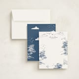 "Lake Side Toile" - Personalized Stationery Cards in Lake by Lucrecia Caporale - Assembled