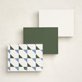 "Color Corners" - Personalized Stationery Cards in Ocean by Kelly Watkins - Back of Card Options
