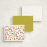 "PinkOrangeflorals" - Personalized Stationery Cards in Sugar by samovilka - Back of Card Options