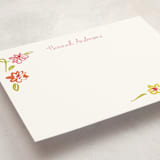 "PinkOrangeflorals" - Personalized Stationery Cards in Sugar by samovilka - Detail