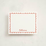 "Inked Scallops" - Personalized Stationery Cards in Coral by Becky Nimoy - Front