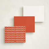 "Inked Scallops" - Personalized Stationery Cards in Coral by Becky Nimoy - Back of Card Options
