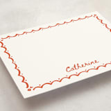 "Inked Scallops" - Personalized Stationery Cards in Coral by Becky Nimoy - Detail