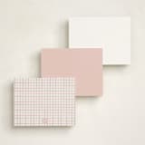 "Floating Initial" - Personalized Stationery Cards in Rose by Olivia Raufman - Back of Card Options