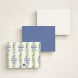 "Toile Bow" - Personalized Stationery Cards in Bluebell by Sarah Knight - Back of Card Options