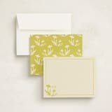 "Hand-painted Floral Initials" - Personalized Stationery Cards in Citrine by Tracy Schifeling - Assembled