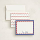 "Wavy Two Tone" - Personalized Stationery Cards in Ocean by Becky Nimoy - Assembled