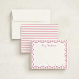 "Stripes & Squiggles" - Personalized Stationery Cards in Bubblegum by Meredith Collie - Assembled