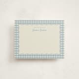 "Scalloped Gingham" - Personalized Stationery Cards in Pond by Brianne Larsen - Front