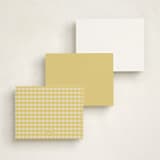 "Scalloped Gingham" - Personalized Stationery Cards in Lemonade by Brianne Larsen - Back of Card Options