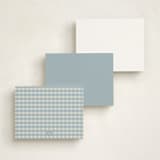 "Scalloped Gingham" - Personalized Stationery Cards in Pond by Brianne Larsen - Back of Card Options