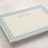 "Scalloped Gingham" - Personalized Stationery Cards in Pond by Brianne Larsen - Detail