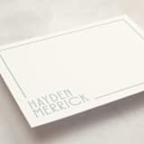 "Linear" - Personalized Stationery Cards in Mint by Angela Garrick - Detail