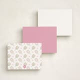 "Palm Court" - Personalized Stationery Cards in Cotton Candy by Little Blue Designs - Back of Card Options