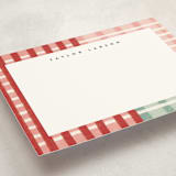 "Drawn Plaid" - Personalized Stationery Cards in Poinsettia by Emily Sabol Goss - Detail