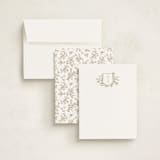 "floral crest" - Personalized Stationery Cards in Champagne by Cass Loh - Assembled