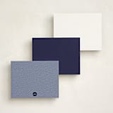 "Herringbone" - Personalized Stationery Cards in Navy by Seth Caskey - Back of Card Options