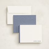 "Herringbone" - Personalized Stationery Cards in Navy by Seth Caskey - Assembled