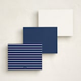 "Preppy Stripe" - Personalized Stationery Cards in Navy by Ann Gardner - Back of Card Options
