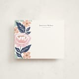 "Peony Floral Vine" - Personalized Stationery Cards in Navy by Alethea and Ruth - Front