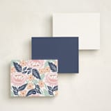 "Peony Floral Vine" - Personalized Stationery Cards in Navy by Alethea and Ruth - Back of Card Options