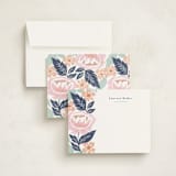 "Peony Floral Vine" - Personalized Stationery Cards in Navy by Alethea and Ruth - Assembled
