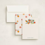 "Orange Sprigs" - Personalized Stationery Cards in Tangerine by Rebecca Smith - Assembled