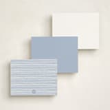 "Lined elegance" - Personalized Stationery Cards in Ocean by Creo Study - Back of Card Options