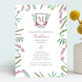 "Tropical Crest" - Sweet Sixteen Party Invitations in Fuschia by Hallie Fischer - Front