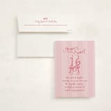 "Sixteen Bow Candles" - Sweet Sixteen Party Invitations in Cherry by Tamara Hilje - Invitation with Envelope