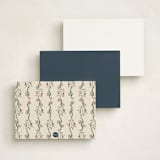 "Garden Story" - Personalized Stationery Cards in French Navy by Sarah Rosenthal - Back of Card Options