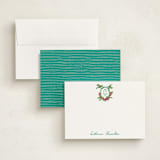"St. Barts Crest" - Personalized Stationery Cards in Palm by Jenna Holcomb - Assembled