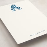 "New Orleans Crest" - Personalized Stationery Cards in Bluebell by Jenna Holcomb - Detail