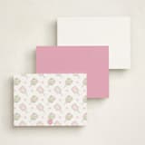 "Palm Court" - Personalized Stationery Cards in Cotton Candy by Little Blue Designs - Back of Card Options