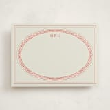 "Classic Oval" - Personalized Stationery Cards in Rouge by Claire - Front