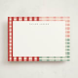 "Drawn Plaid" - Personalized Stationery Cards in Poinsettia by Emily Sabol Goss - Front
