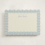 "Scalloped Gingham" - Personalized Stationery Cards in Pond by Brianne Larsen - Front